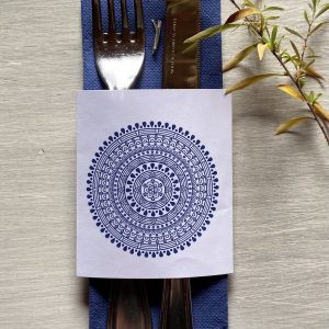 Servilleta de papel Azul con porta servilletas Mandala