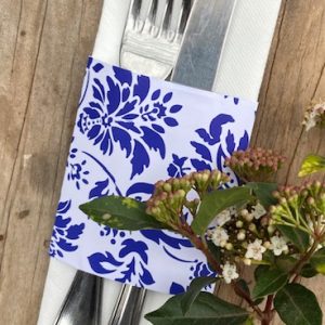 Servilleta de papel Blanca con porta servilletas Azul
