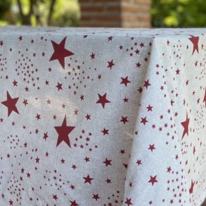 Mantel de género algodón estampado, 2.60×1.60 diseño Estrellas Navidad
