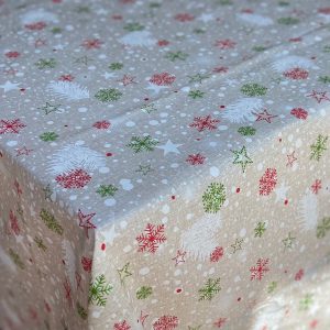 Mantel de género algodón 2.60×1.60 diseño Navidad beige